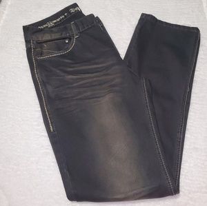 Departed Black Denim Faded Jeans